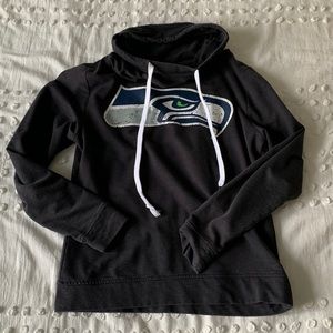 Seahawks Cowl Neck Sweatshirt- Distressed Logo